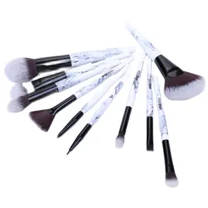 Yaqi 10 шт. синтетические волосы мраморного Цвета Смола Ручка розовый PU футляр для макияжных кистей Набор