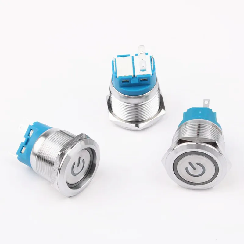 1 шт. 22mm1NO 1NC металлическая латунная Кнопка SwitchPower Mark освещение кольцо мгновенный