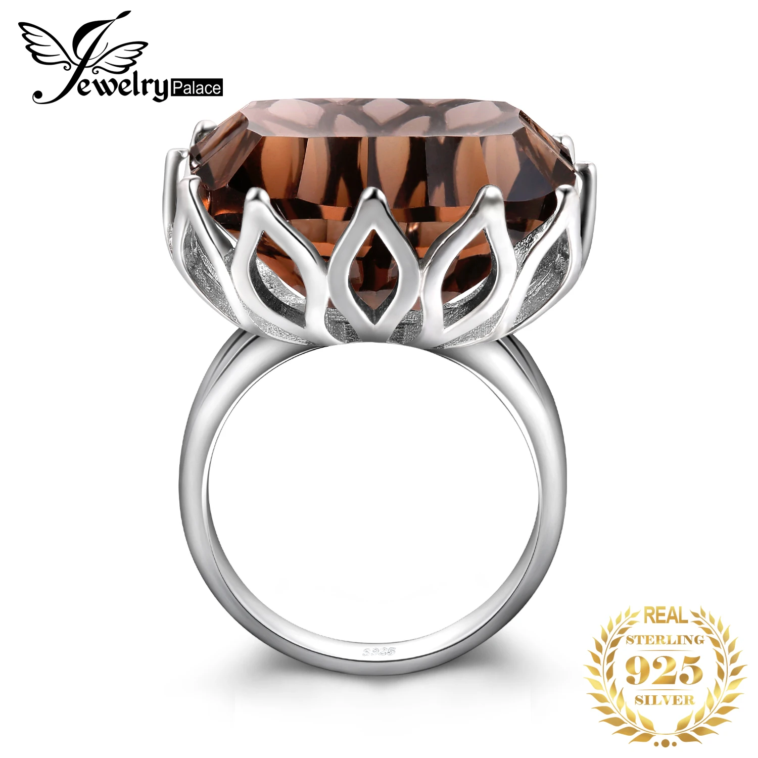 Jewelrypalace огромный уникальные вогнутой 20ct из натуральной дымчатый кварц кольцо