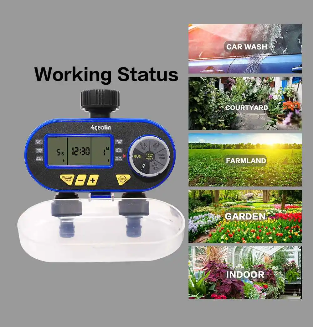 

Irrigation System Two Outlet Garden Digital Electronic Water Timer Solenoid Valve Garden Irrigation Controller for Garden,Yard