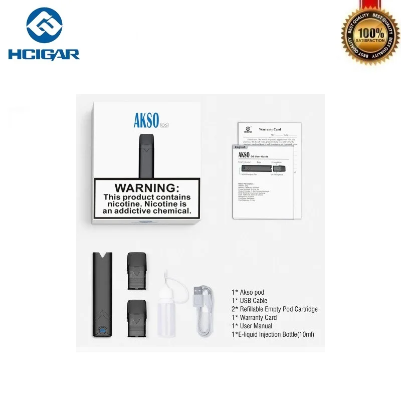 Оригинальный Hcigar Akso OS Pod system Vape комплект 420 мАч встроенный аккумулятор с 1 4 мл