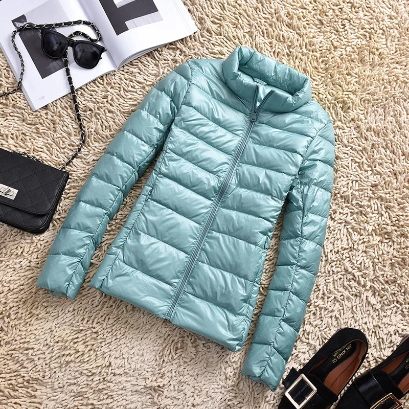 2020 осень и зима женская ультра тонкая куртка воротник Повседневная короткая