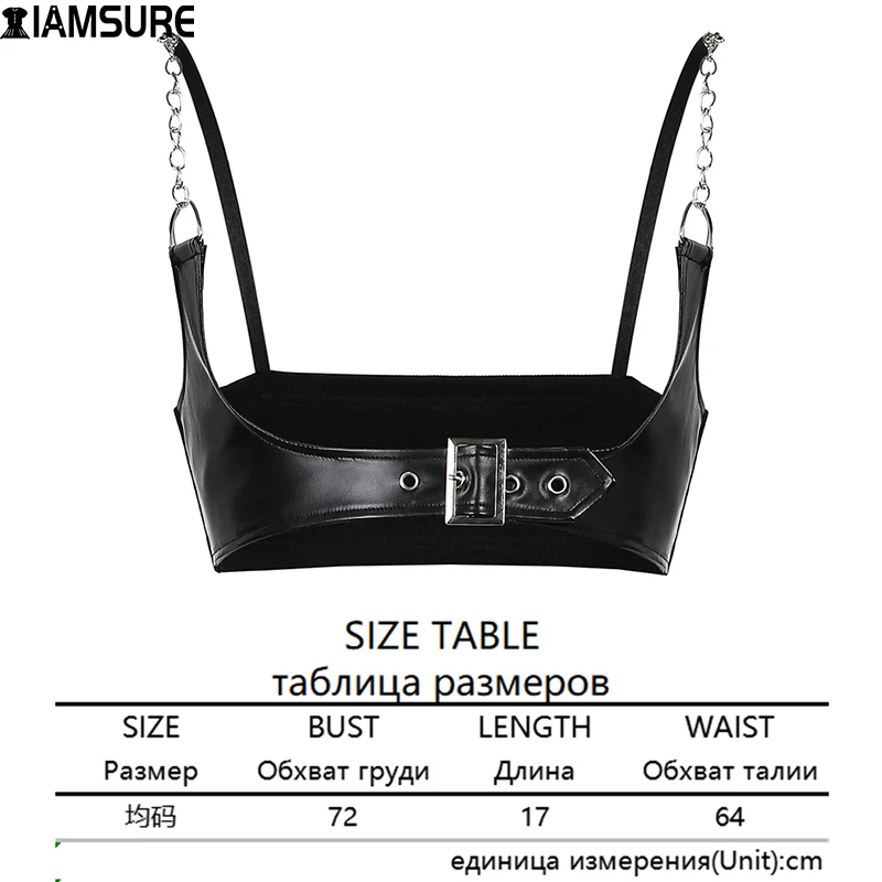 

IAMSURE Dark Chain Corset Gothic Slim Sleeveless Spaghetti Straps Crop Tops Women 2021 Fashion Vintage Streetwear Tank Top 90S
