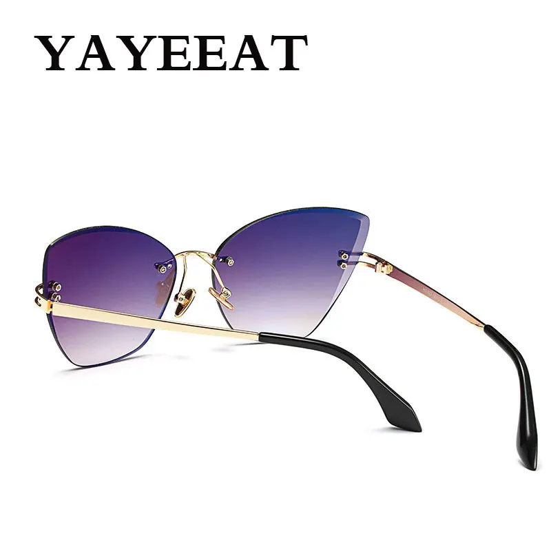 Без оправы Дизайн Для женщин Солнцезащитные кошачий глаз винтажные очки для
