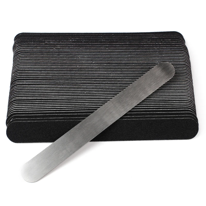 

50 шт/100 шт Сменные черные пилочки для ногтей полоски-накладки 100/180/240 Съемная наждачная бумага пена с или без металлической ручки