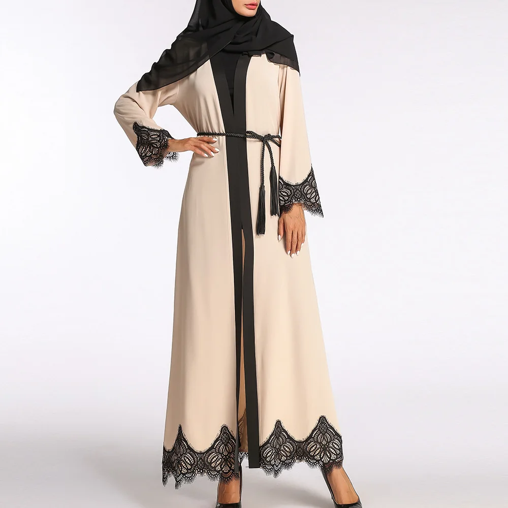 BNSQ мусульманское abaya длинное платье кимоно длинные халаты Jubah Дубай Ближний