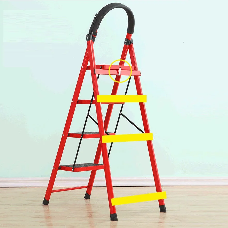 Folding Ladder Home Carbon Steel Thickening Indoor Herringbone Mobile Stairs Telescopic Step Multifunctional Escalator Safe |