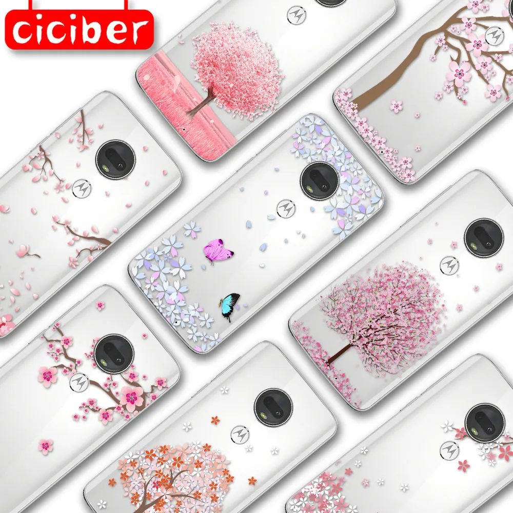 

Cherry Blossoms Phone Case For Motorola Moto G10 G9 G8 G7 G5 G5S G6 E5 E6 E7 Plus Play Power Soft Silicone TPU Protection Fundas