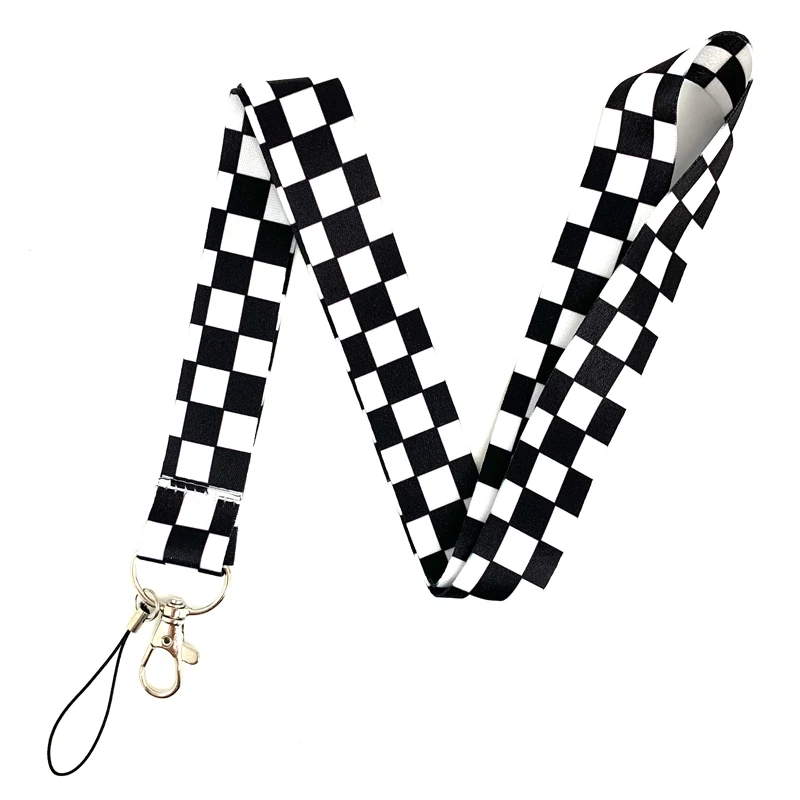 Black and White Squares Pattern Neck Straps Keychain Lanyards For Keys ID Card Badge Holder Webbing Ribbon Mobile Phone Rope | Мобильные