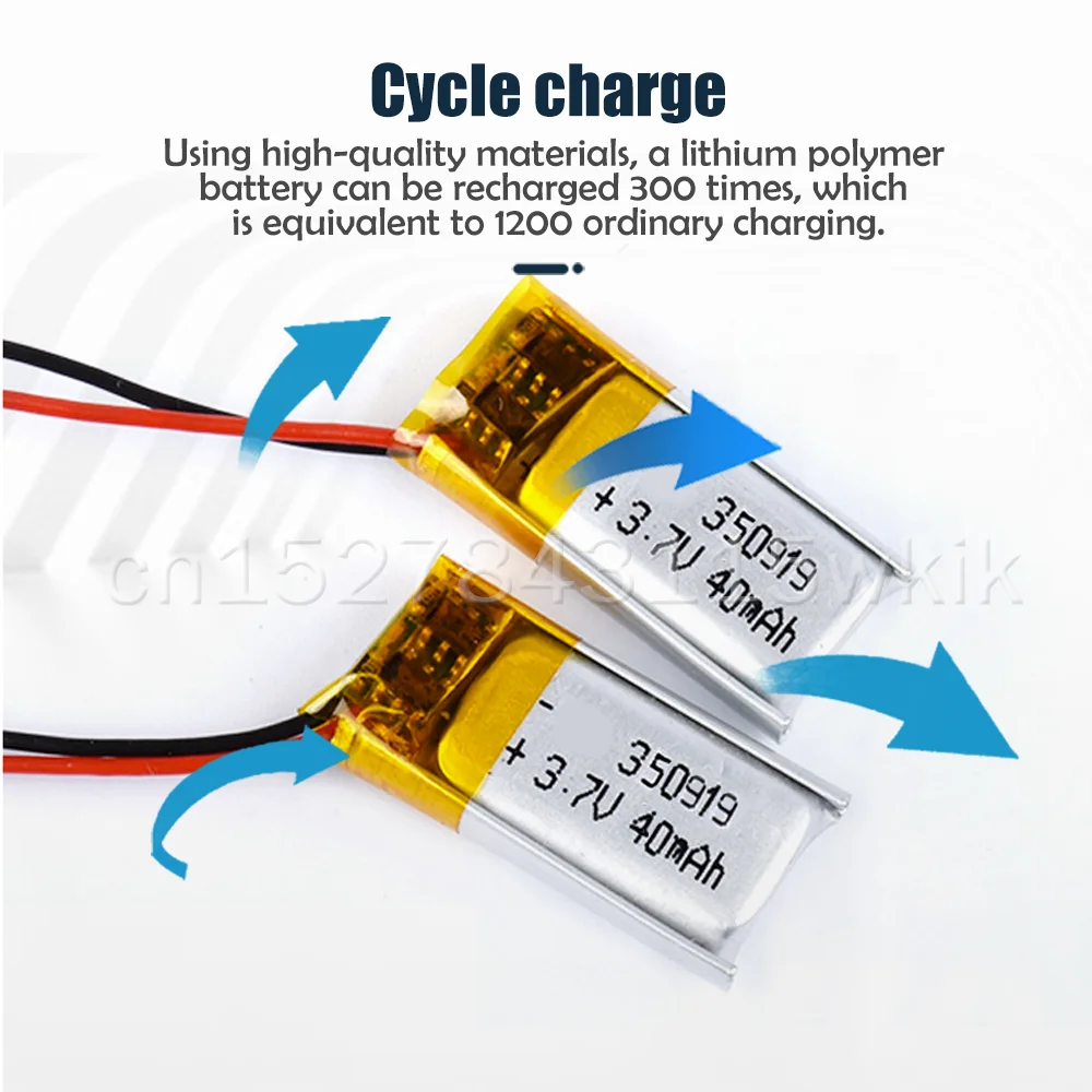 350919 3.7V 40mAh Lithium Polymer Rechargeable Battery For MP3 MP4 MP5 GPS DVD Bluetooth Headset LED Light Li-Po Li ion Cell | Электроника