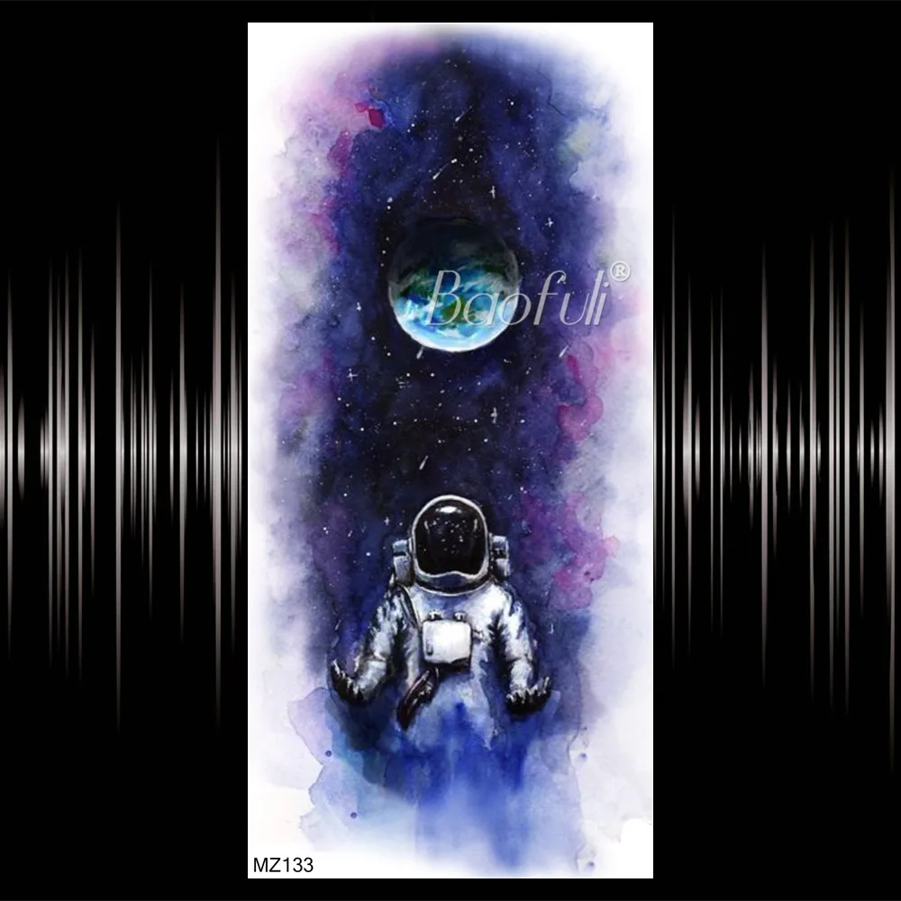 Временные татуировки для мужчин и женщин синяя галактика астронавт реалистичные