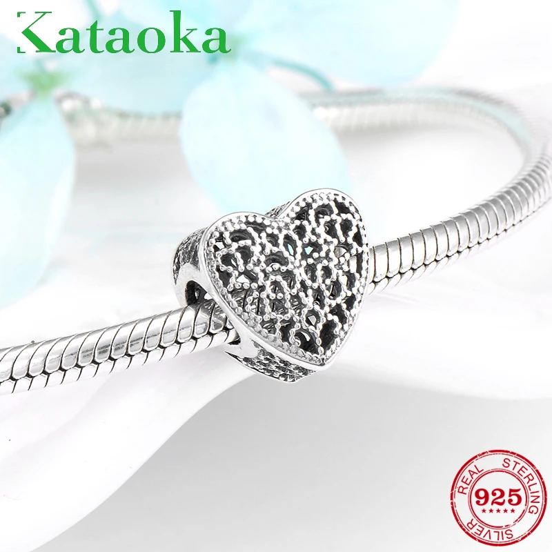 Женский браслет из серебра 925 пробы с ажурным сердцем | Украшения и аксессуары