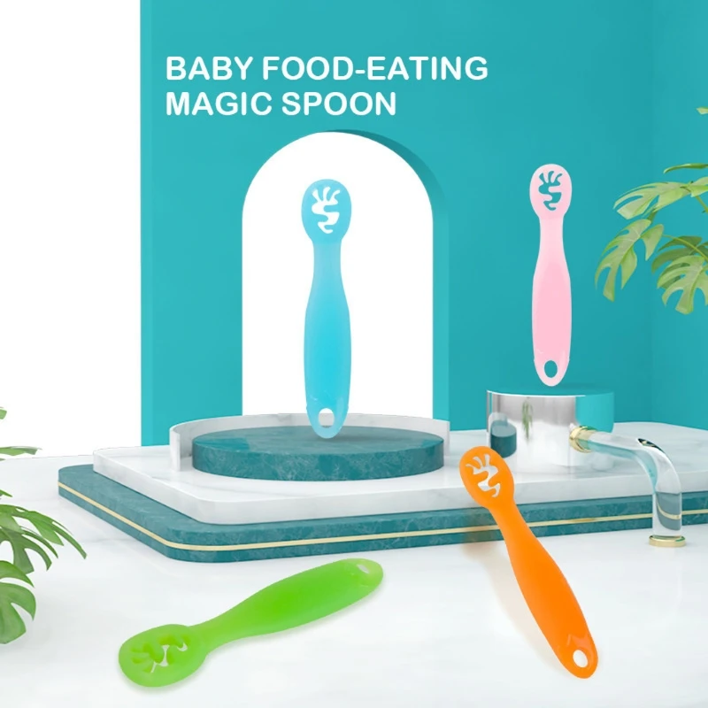 Силиконовая ложка для кормления ребенка, ложка для еды, обучение еде, Мягкая ложка, столовая посуда, ложка для кормления