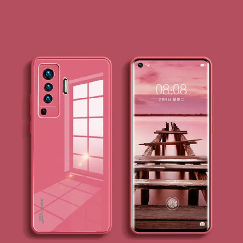 Роскошные жидкий силикон чехол из закаленного стекла для телефона VIVO X50PRO защита