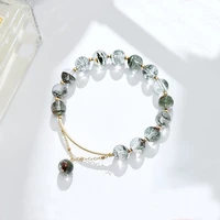 natural green ghost crystal bracelets for women luxury gold filled bangle jade beads bracelet