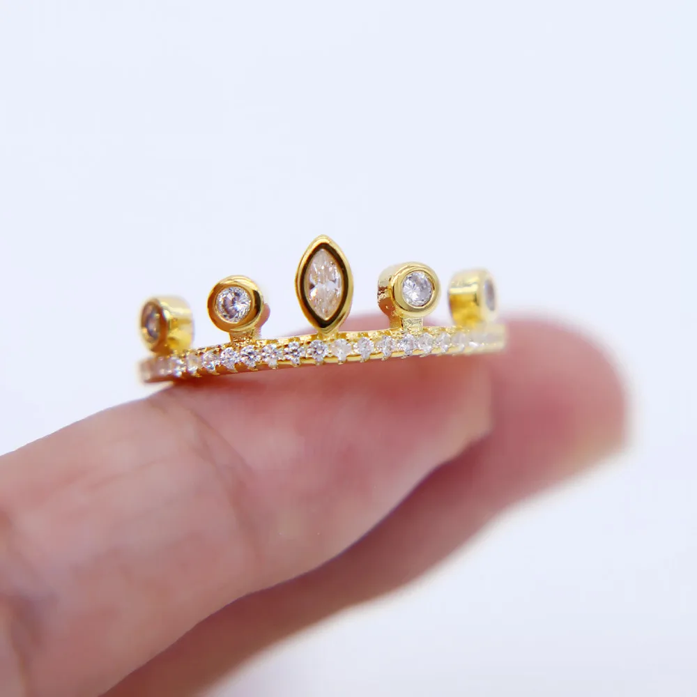 Хит размер 6 7 золотое покрытие AAA сверкающее блестящее фианит принцесса корона