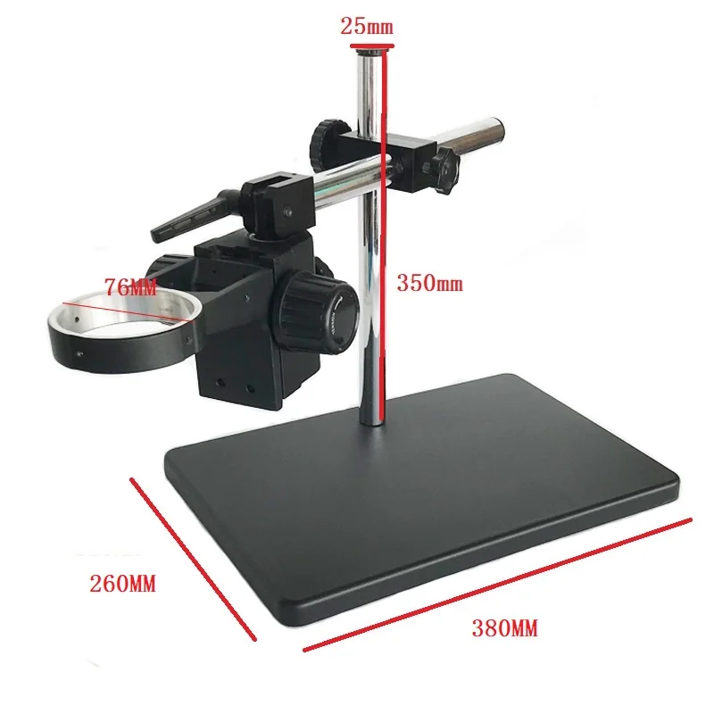 Big Size Heavy Duty Adjustable Boom Large Stereo Arm Table Stand 76mm Ring Holder For Lab Industrial Microscope Camera