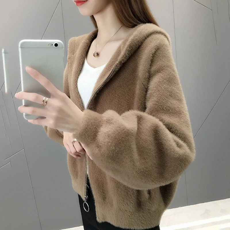 Имитация норки кашемировый свитер пальто для женщин 2020 Новинка весна осень