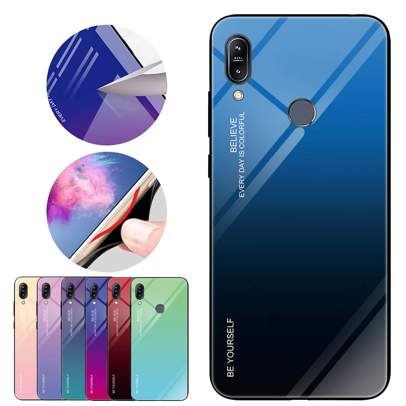 Чехол с градиентным закаленным стеклом для Asus Zenfone Max Pro (M1) ZB601KL ZB602KL X00TD X00TDB X00TDA