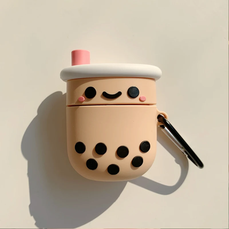 3D чехол для наушников Airpods Pro силиконовый с жемчужинами молочный чай наушники/Earpods