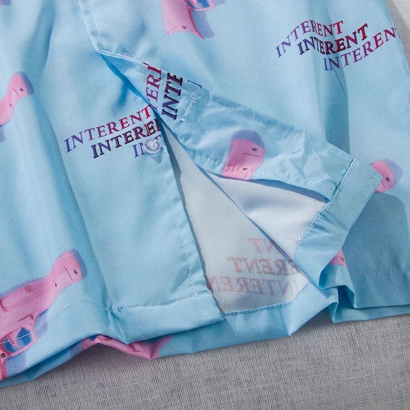 Fashion Shorts Sleeve Shirts Men Women Japanses Streetwear Full Printing Turn-down Collar Couple Hawaiian Casual Summer | Мужская одежда