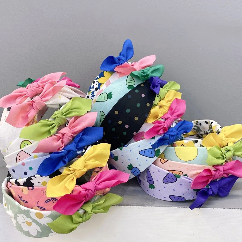 

Bohemian Children Bowknot Hairband Headband for Girls kids princess Cute Fabric Print Hair Head Hoop Bands Accessories Headdress