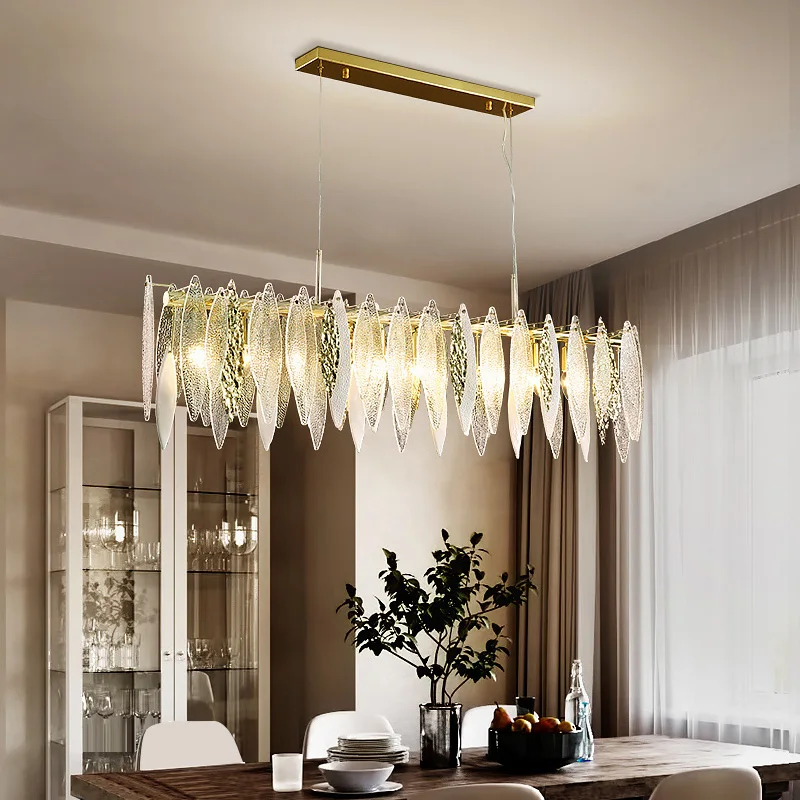 

FKL Modern Gold Crystal Round LED Chandelier In The Bedroom Dining Room Leaf Design Rectangle Kitchen Island Lighting Fixtures