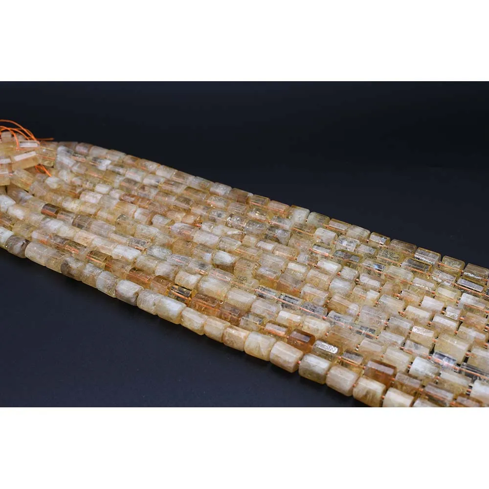 

12X16mm AA Natural Faceted Citrine irregular cylindrical Stone Beads For DIY necklace bracelet jewelry make 15 "free delivery