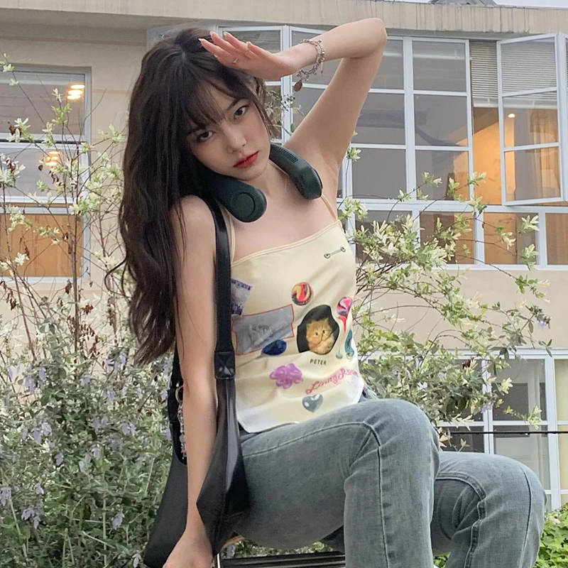 Кофта женская без рукавов бежевая в Корейском стиле Летний сезон 2021 | Женская