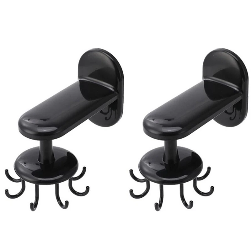 

2PCS Punch-Free Kitchen and Toilet Rotating Hook Eight-Bit Spatula Spoon Storage Rack Multi-Function Kitchen Rack