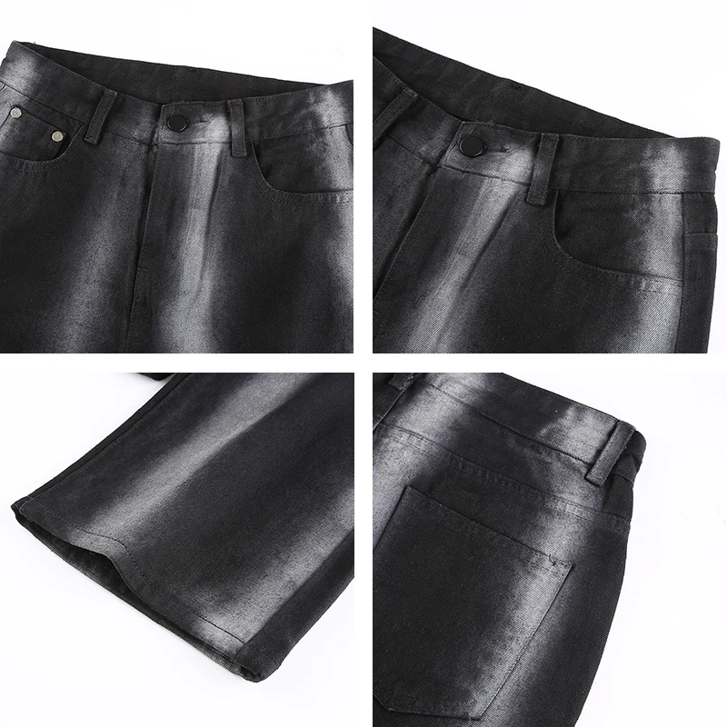 

2021 White Striped High Waist Wide Leg Baggy Black Jeans Woman Fall Full Length Loose Trousers Denim Y2k Pants Female