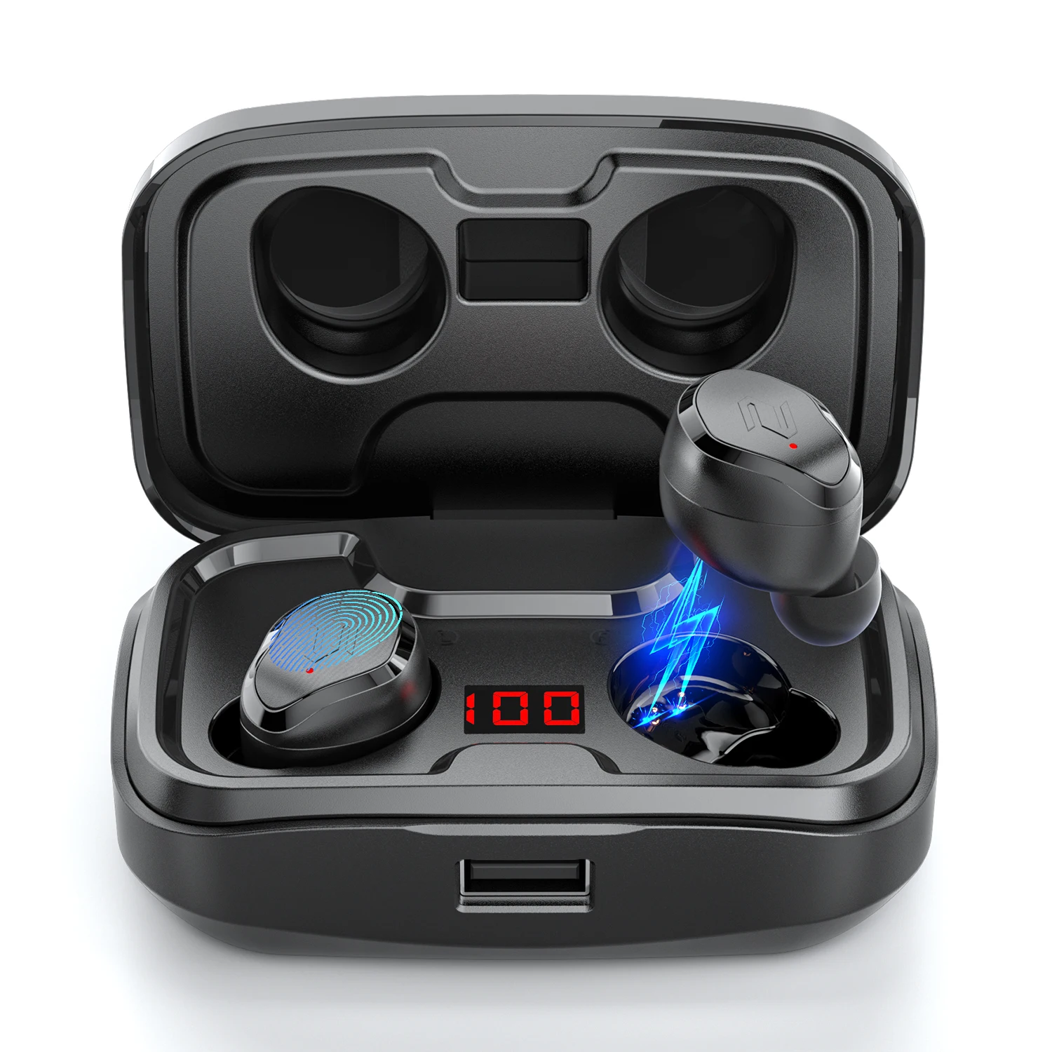 

TWS Wireless Bluetooth 5.0 Earphones Type-c Charging Box HD Stereo Headphone Sports Waterproof Earbuds Headsets With Microphone