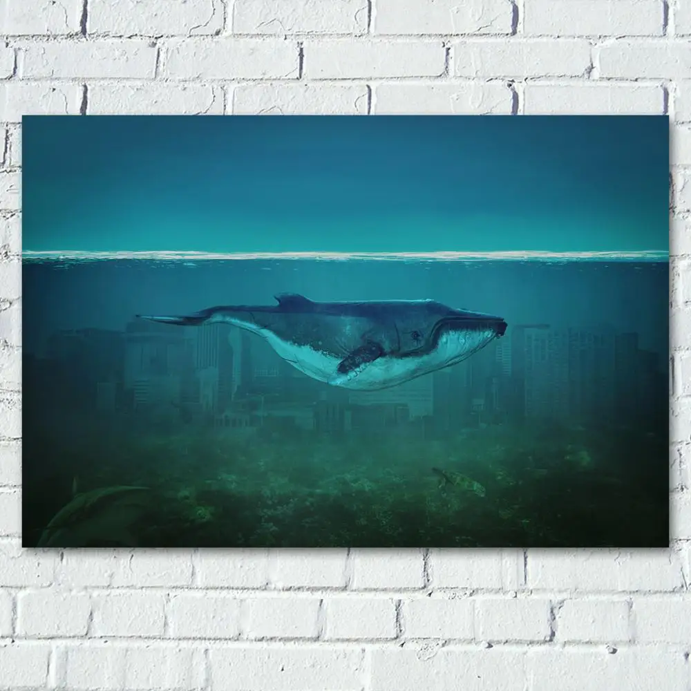 Художественный город Фэнтези океан Акула черепаха КИТ картины DIY рамка настенные