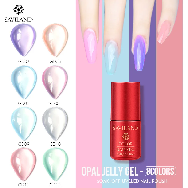 Матовое желе гель SAVILAND 7 мл твердый Гелевый лак в для ногтей полупрозрачный УФ