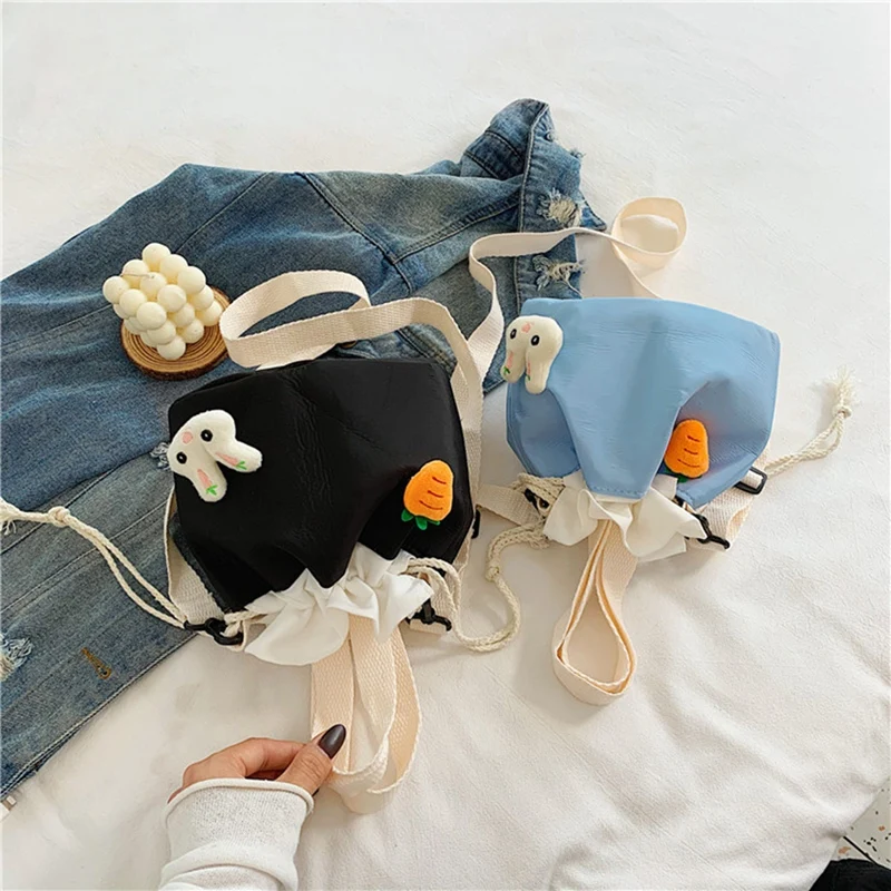 

Small Bag Women Fashion Cute Texture Bucket Bag Casual Shoulder Messenger Canvas Bag