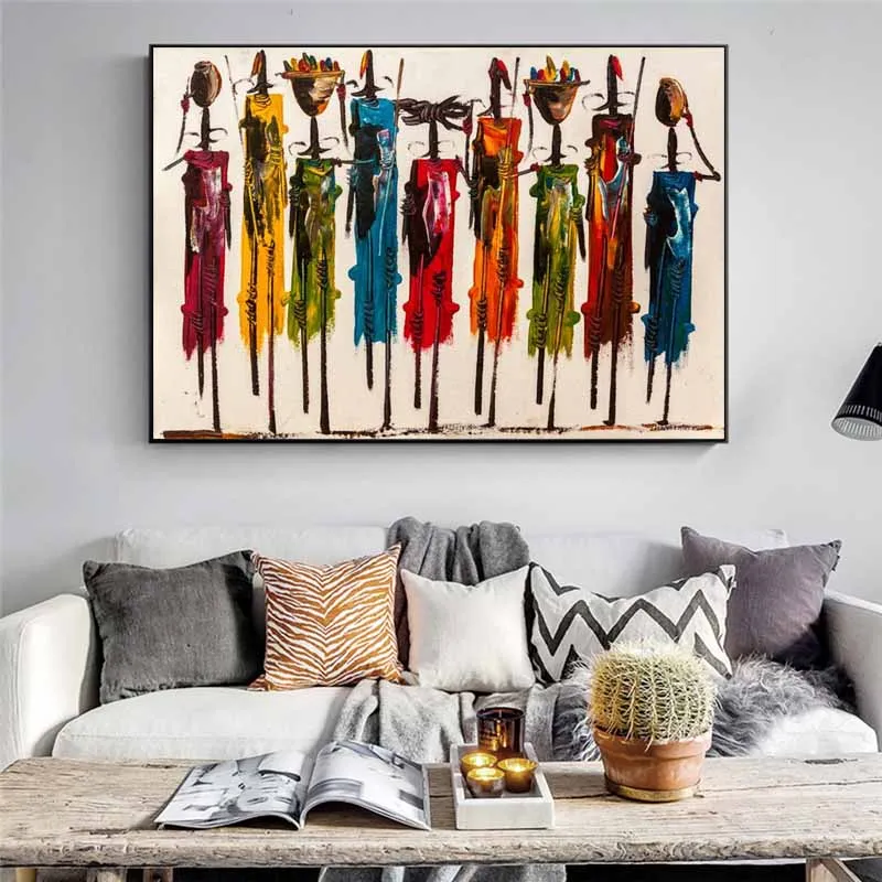 Абстрактные африканские женщины портрет картина маслом на холсте плакаты и