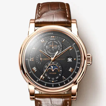 automatic watch p5 Мужские наручные часы, мужские автоматические часы LOBINNI, водонепроницаемые мужские механические наручные часы erkek kol saati, лучший бренд класса люкс - Цвет: automatic watch p5