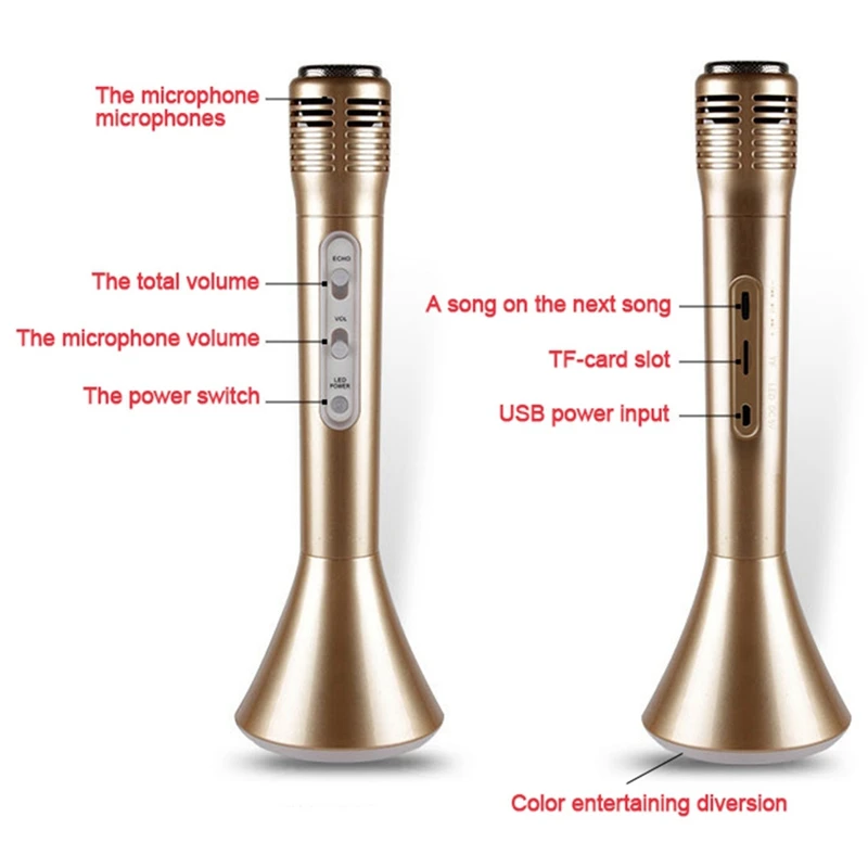 Светодиодный светильник с вспышкой беспроводной Bluetooth конденсаторный микрофон