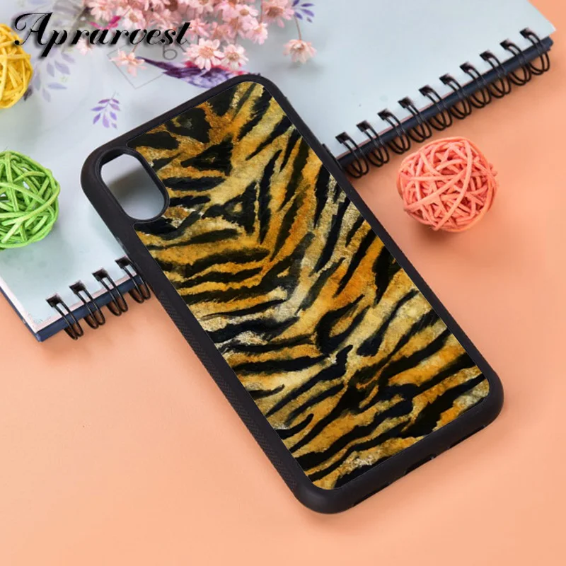 Чехол-накладка из силикона с полосатым тигровым рисунком Aprarvest Orange для iPhone 6 6S 7 8 PLUS X XS XR 11 12 MINI PRO MAX.