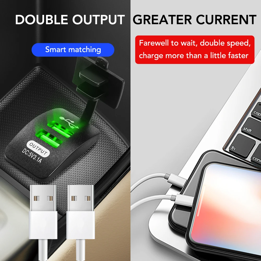 Car Charger Dual USB Ports Auto Adapter Phone for Volkswagens VW CC Polo T5 6R Golf 7 6 5 4 MK7 MK5 Passat B6 Touran | Автомобили и