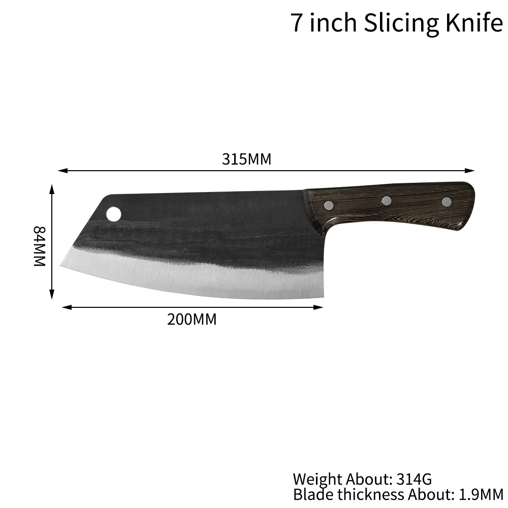 

Qing 4Cr13 Steel Chef Knife 7 inch Chinese Kitchen Knives Meat Fish Vegetables Slicing Knife Forged Super Sharp Blade Cleaver