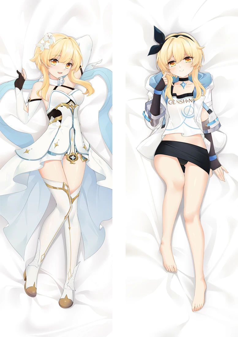 

Game Genshin Impact Lumine Pillow Case Otaku Bedroom Beeding Pillow Cover Hugging Fullbody Anime Dakimakura