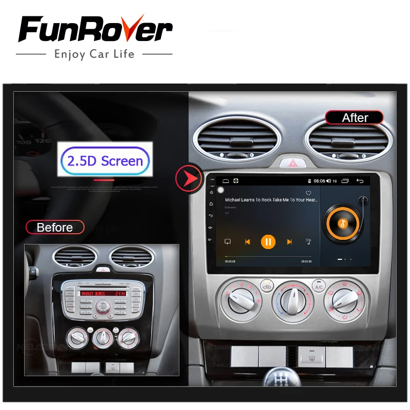 Funrover DSP 8 ядер Android 9 0 2 din автомобильный Dvd Gps Мультимедиа для Focus Mondeo C MAX Galaxy авто