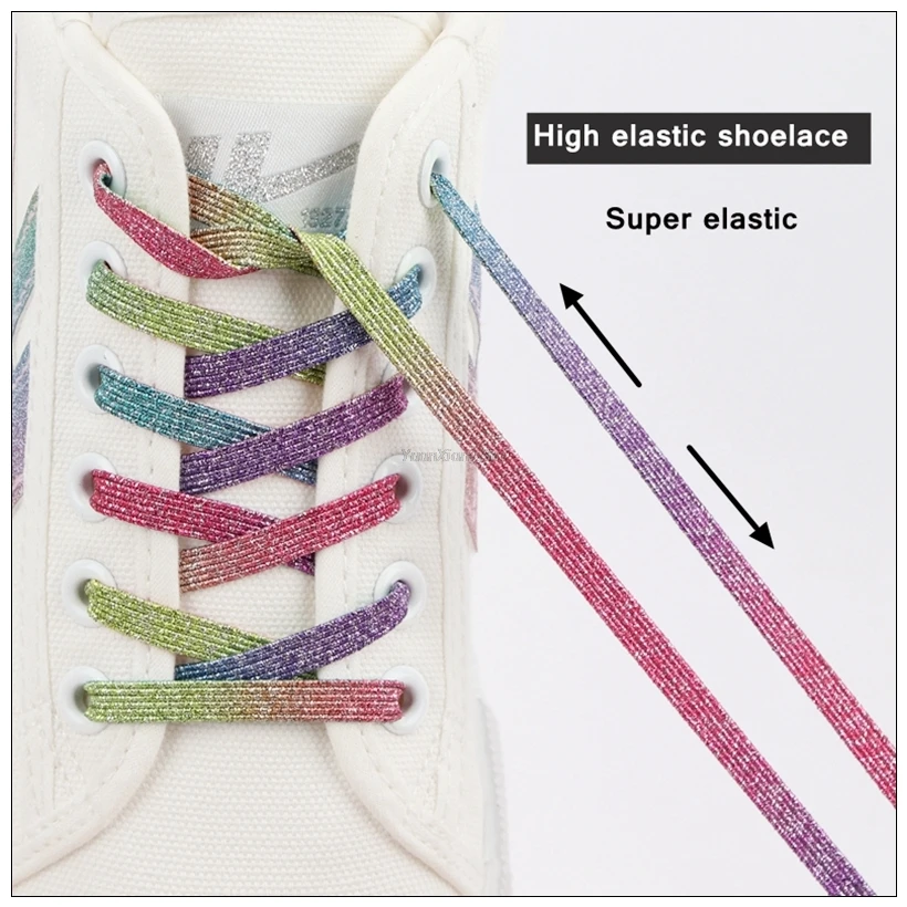 Magnetic Lock No tie Shoe laces Rainbow Elastic Shoelaces for Sneakers Shoelace Kids Adult Lazy Laces One Size Fits All Shoes