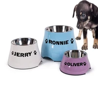 elevated new custom pet bowl stainless steel non slip high foot cat puppy food feeder for small medium large dog feeder drinking