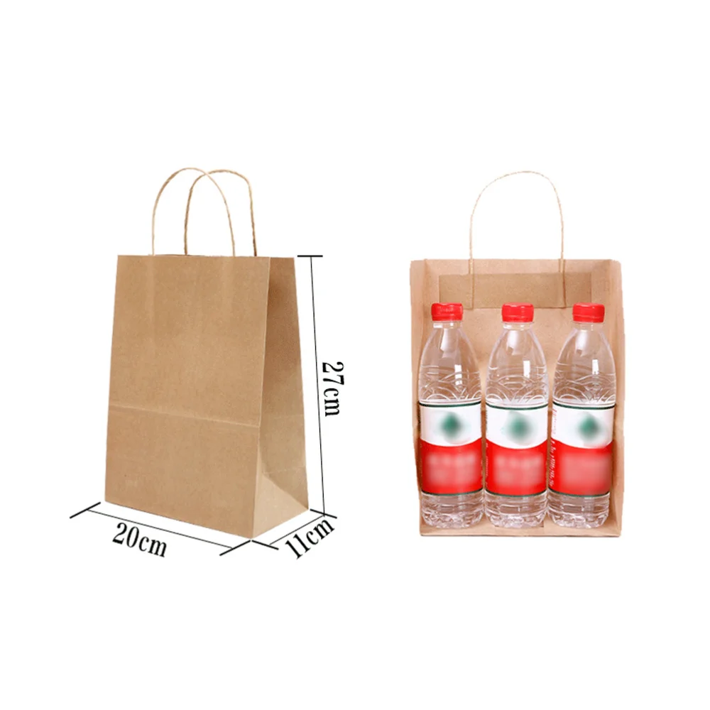 

50 Pcs Kraft Paper Packing Bags With Handle Cookies Gift Bags DIY Wedding Party Favour Supplies (20x27x11cm)