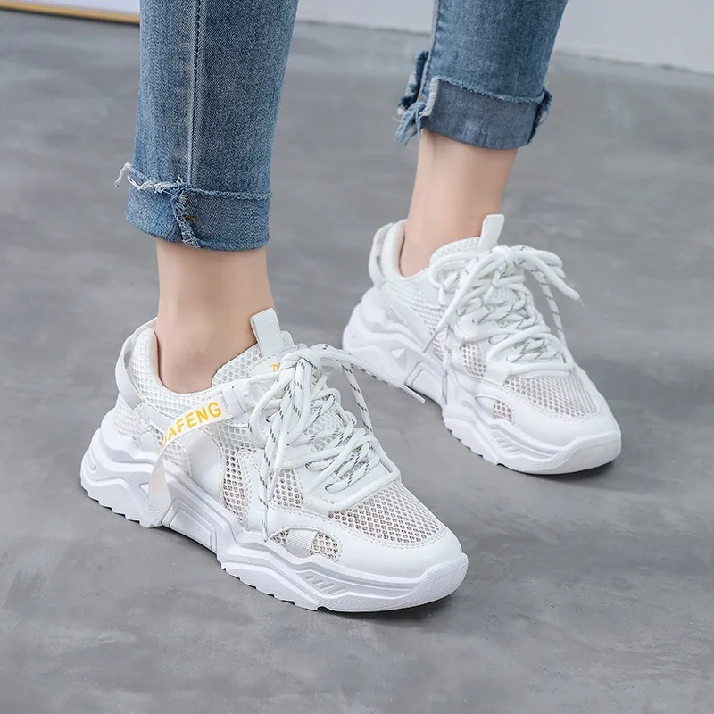 

Ulzzang Fashion Sneakers Woman Yellow Chunky Casual Shoes Platform Designers Female Mesh Women Vulcanized Shoes Trainers M71