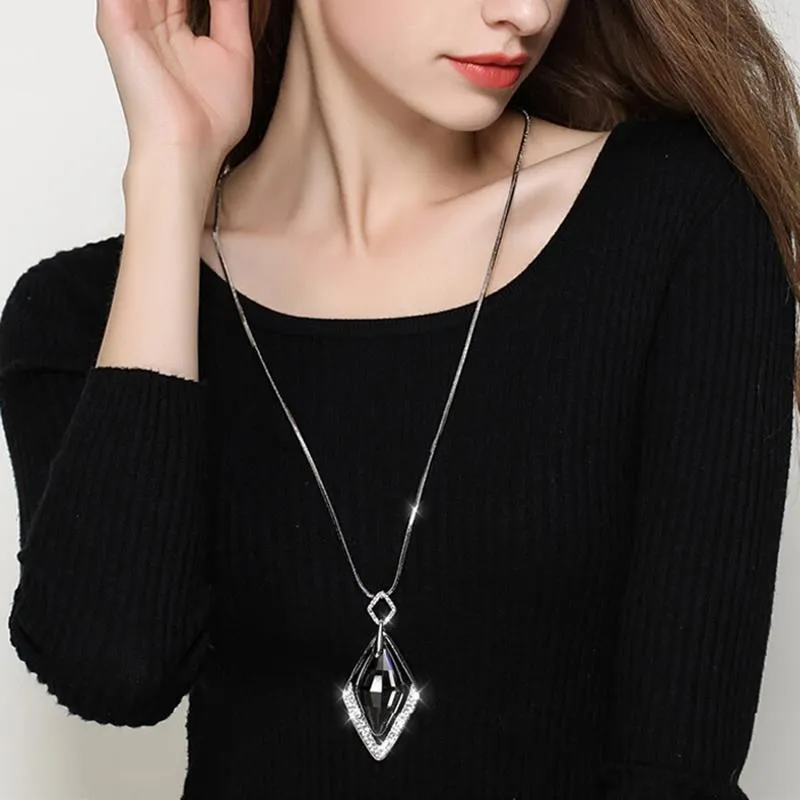 Женские Длинные ожерелья и подвески с кристаллами эффектные геометрические