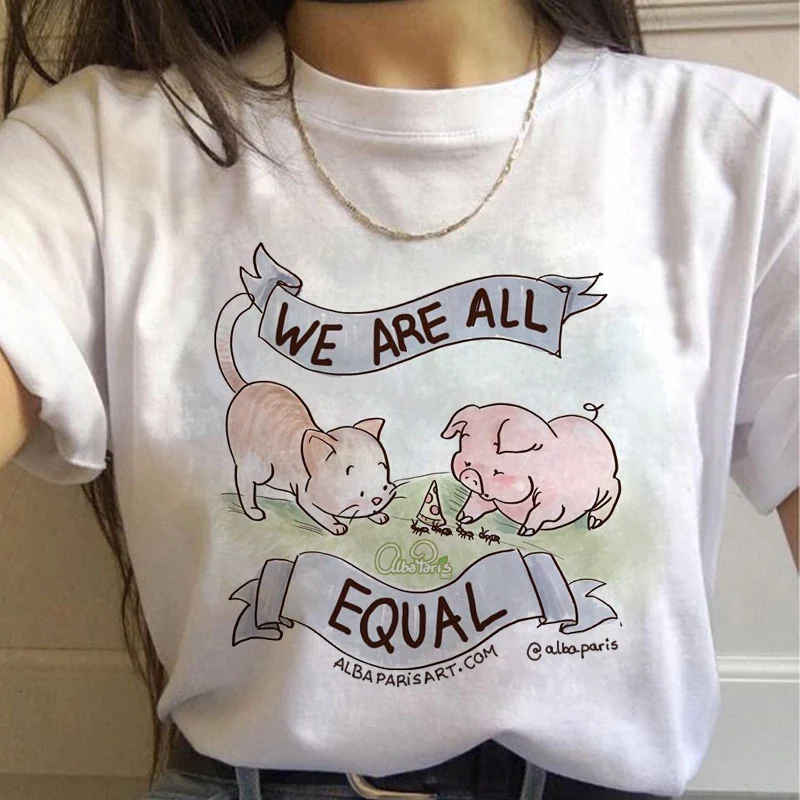 

New Vegan Harajuku T Shirt Women Ullzang Tshirt 90s Graphic T-shirt Korean Style Tshirt Funny Cartoon Female Tops Tees