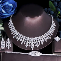 threegraces 4pcs elegant luxury women wedding cubic zirconia necklace dubai nigerian bridal dress jewelry sets for brides tz668